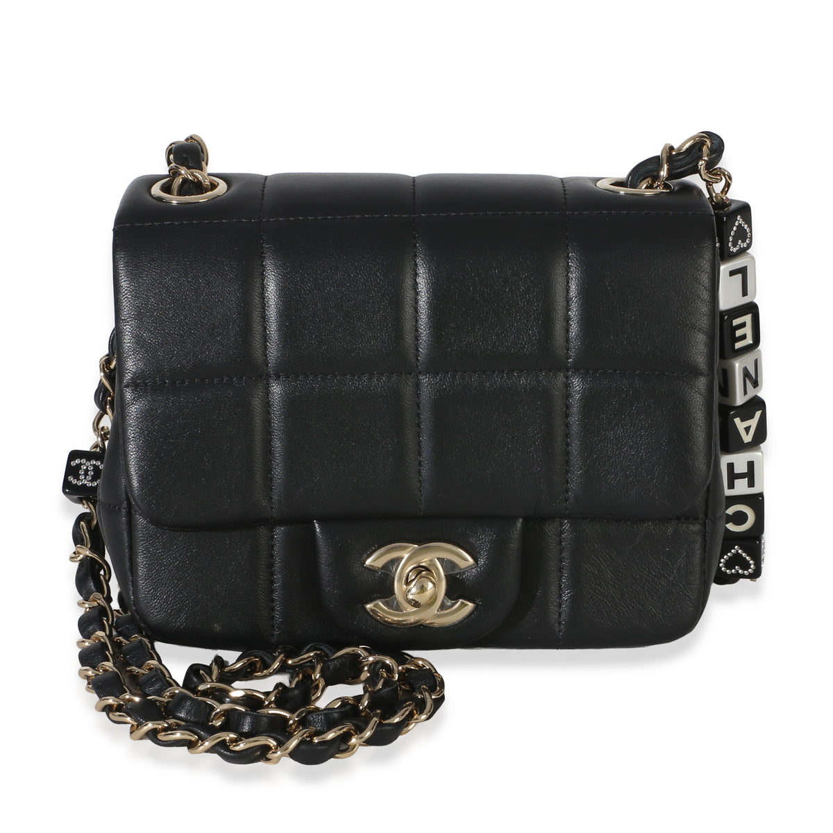 Chanel Black Quilted Lambskin Resin Crystal Square Monacoco Mini Flap Bag Handbag id