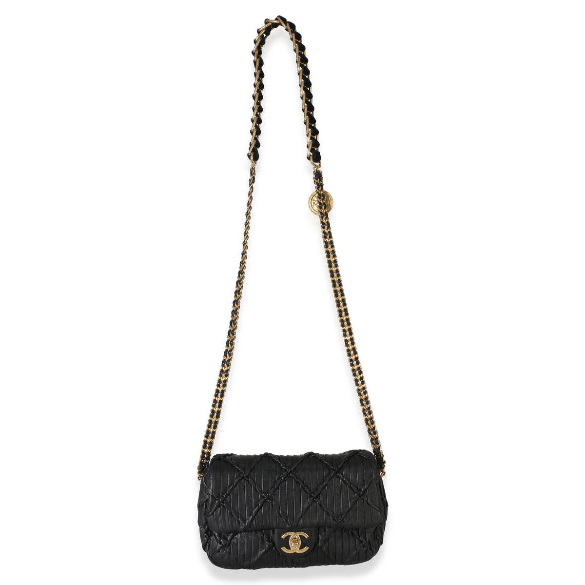 Chanel Black Pleated Lambskin Mini Soul Flap Bag Handbag 8