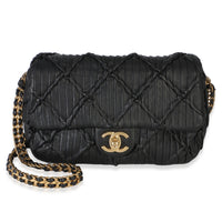 Chanel Black Pleated Lambskin Mini Soul Flap Bag Handbag fv