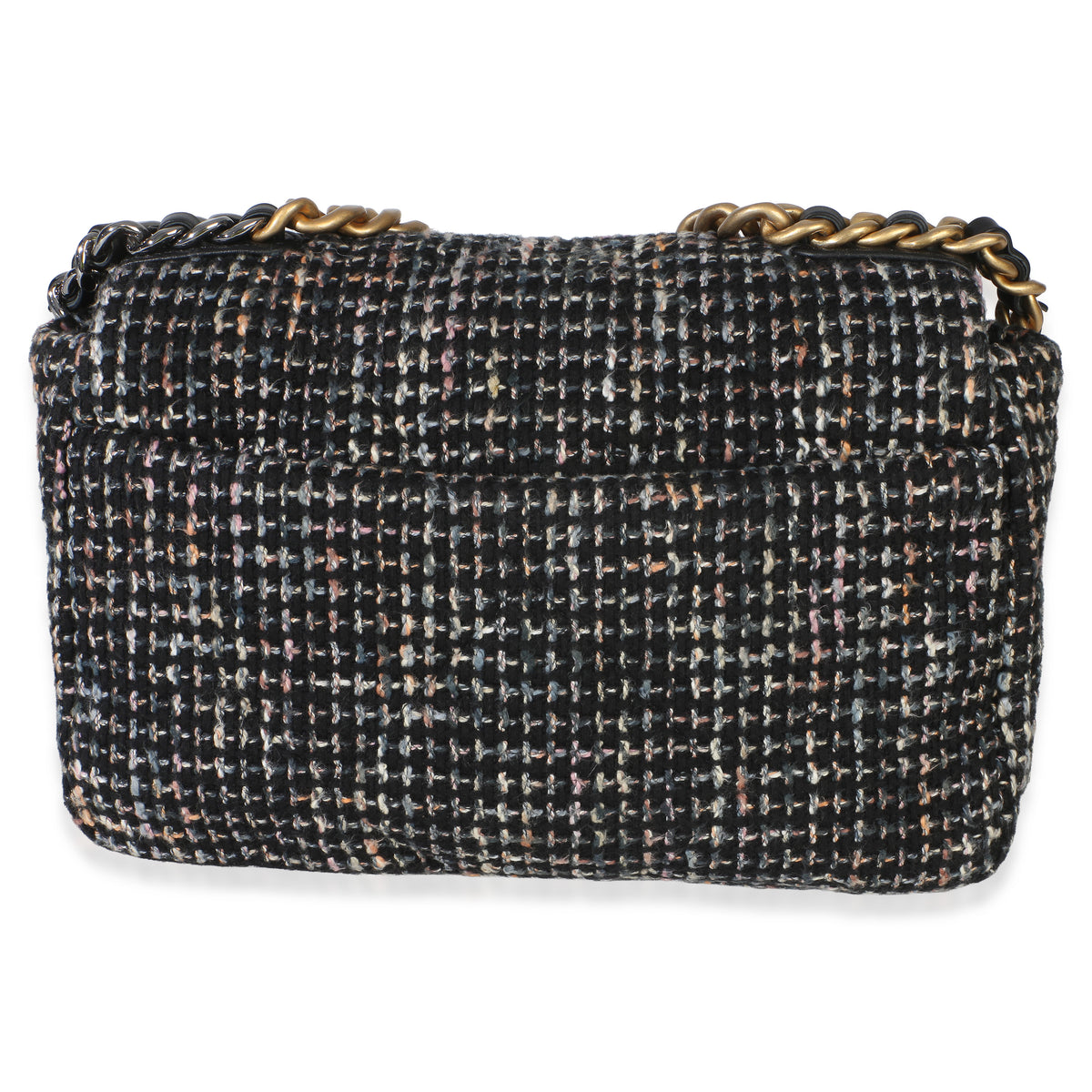 Chanel Black Multicolor Tweed Quilted Medium  19 Flap Bag Handbag 4