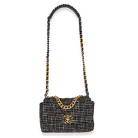 Chanel Black Multicolor Tweed Quilted Medium  19 Flap Bag Handbag 8