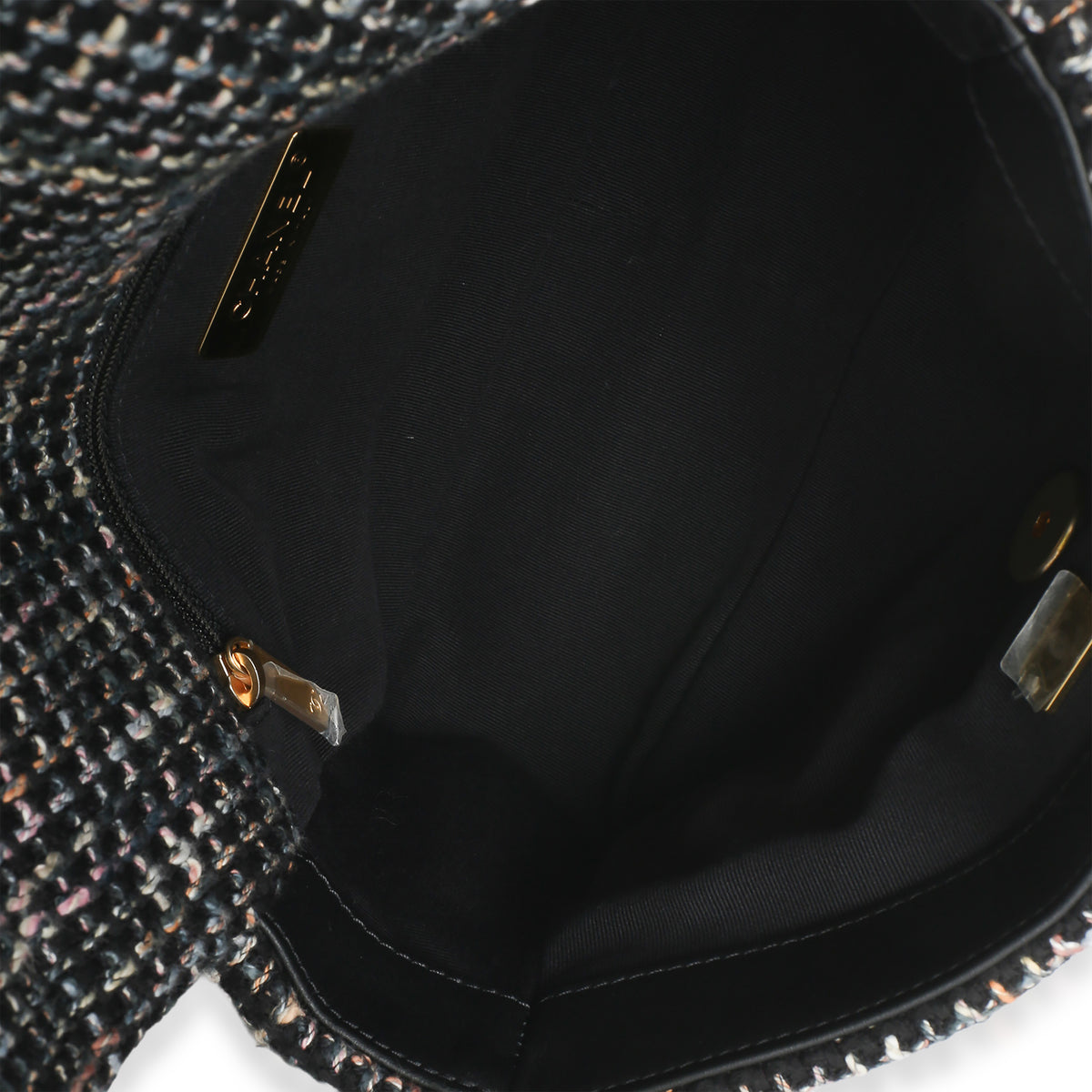 Chanel Black Multicolor Tweed Quilted Medium  19 Flap Bag Handbag 9