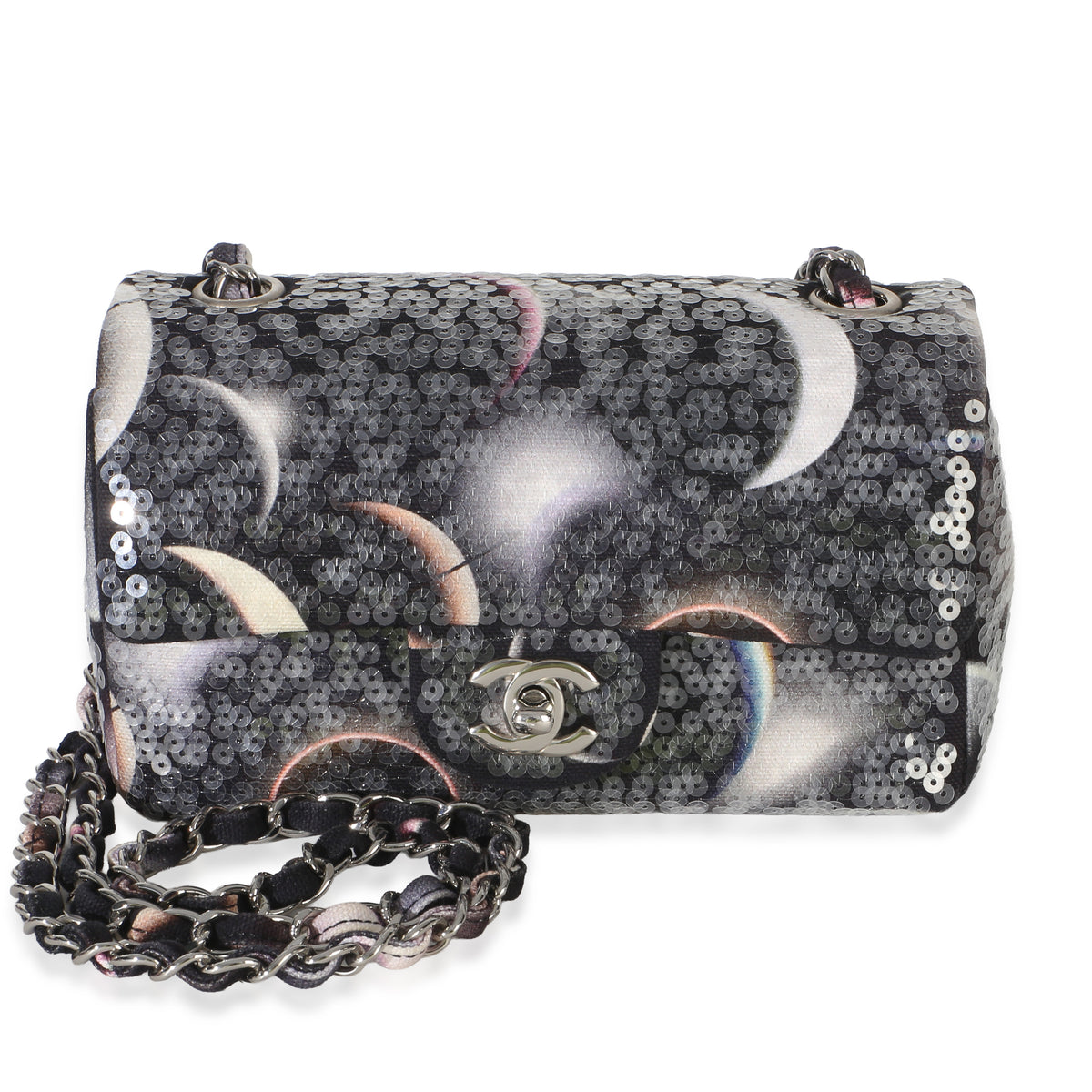 Chanel Black Moon Sequin Rectangular Mini Flap Bag Handbag id