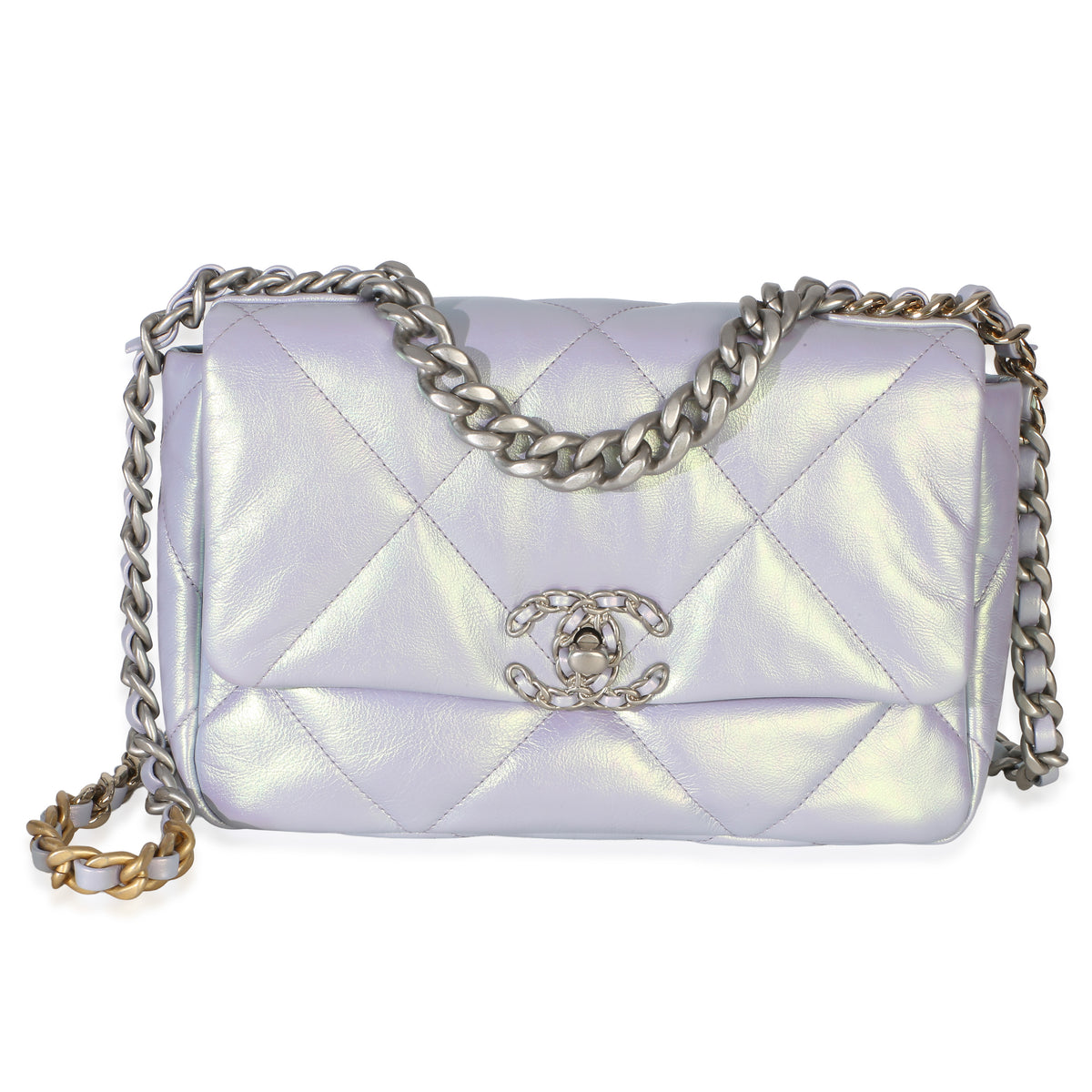 Chanel Purple Iridescent Calfskin Small 19 Flap Bag Handbag id
