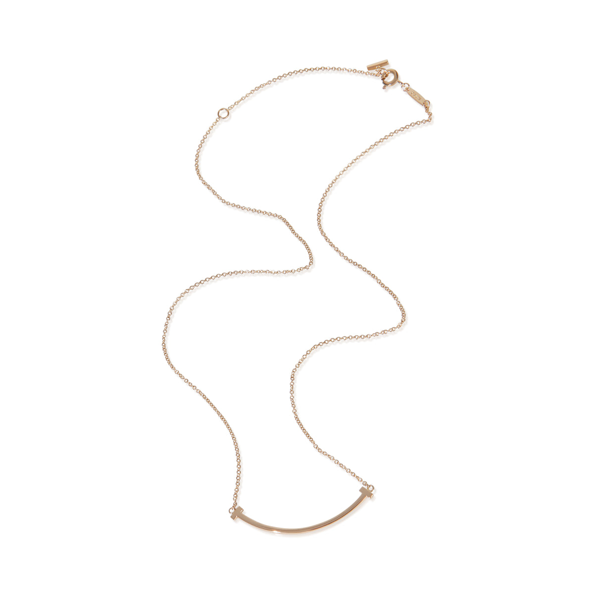 Tiffany & Co. Rose Gold  Small Model Tiffany T Smile Necklace pv