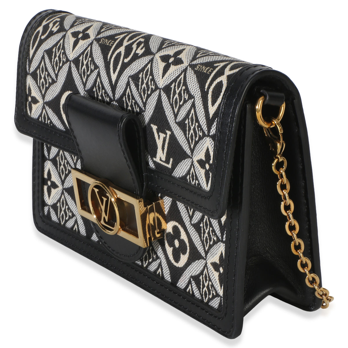 Louis Vuitton Black Blue Jacquard Since 1854 Dauphine Chain Wallet Handbag 2