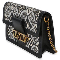Louis Vuitton Black Blue Jacquard Since 1854 Dauphine Chain Wallet Handbag 2