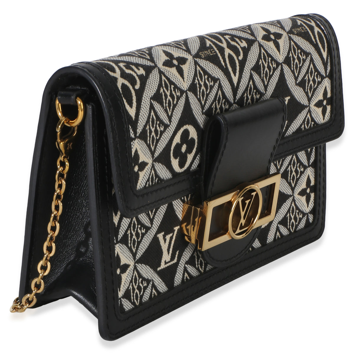 Louis Vuitton Black Blue Jacquard Since 1854 Dauphine Chain Wallet Handbag 3
