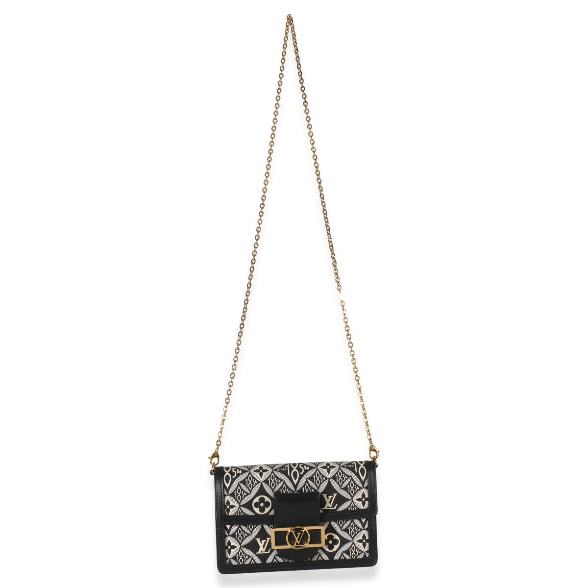 Louis Vuitton Black Blue Jacquard Since 1854 Dauphine Chain Wallet Handbag 8