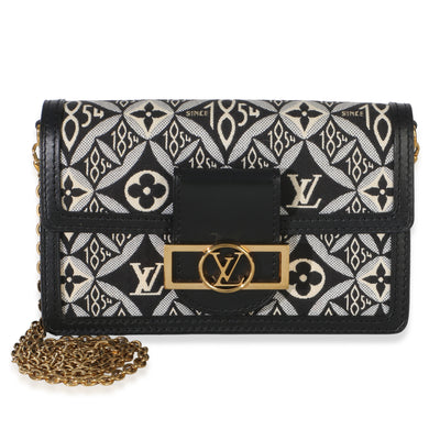 Louis Vuitton Black Blue Jacquard Since 1854 Dauphine Chain Wallet Handbag fv