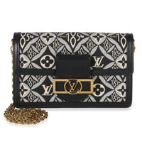 Louis Vuitton Black Blue Jacquard Since 1854 Dauphine Chain Wallet Handbag fv