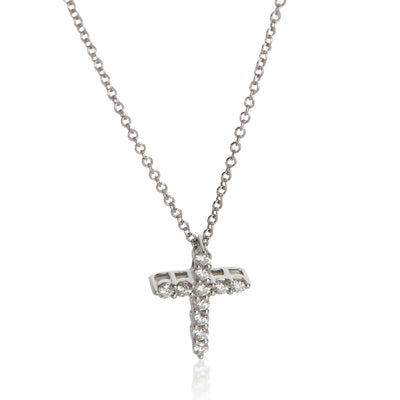 Tiffany & Co. Platinum Diamond Mini Cross Pendant fv