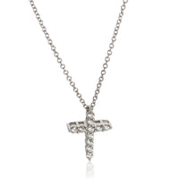 Tiffany & Co. Platinum Diamond Mini Cross Pendant fv