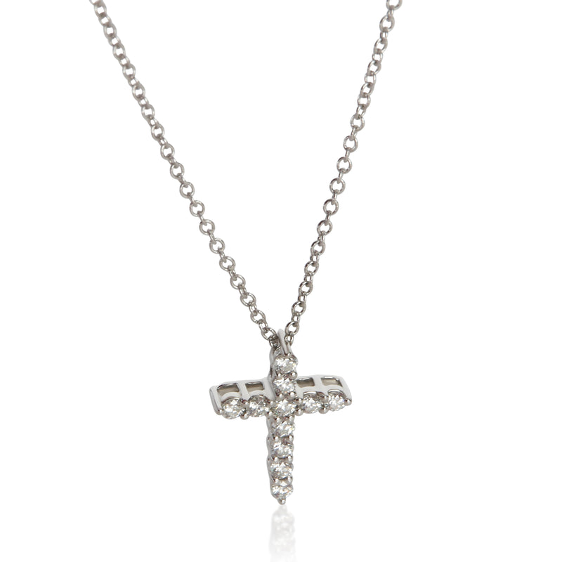 Tiffany & Co. Platinum Diamond Mini Cross Pendant fv