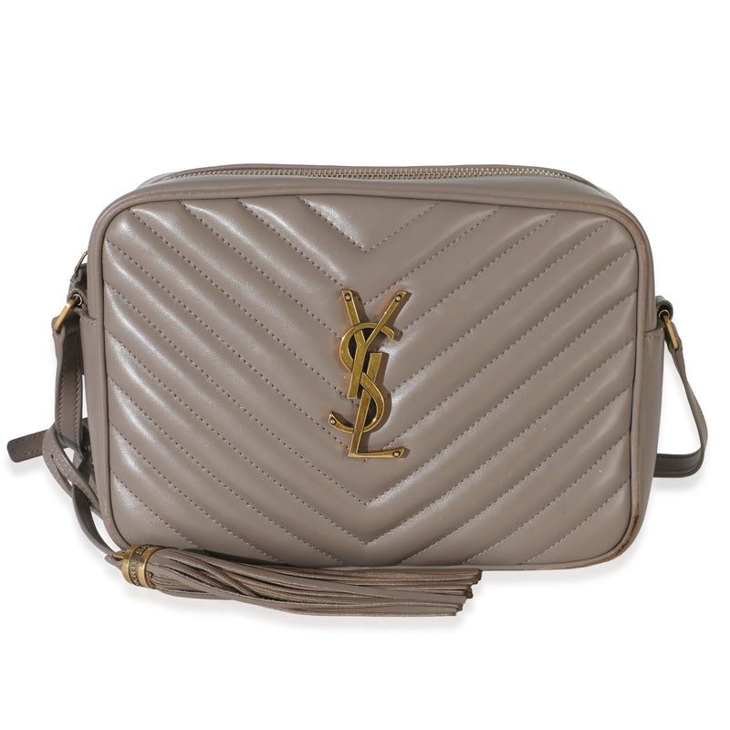 Saint Laurent Taupe Matelasse Calfskin Monogram Lou Camera Bag Handbag id