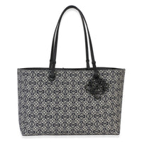 Loewe Navy Black Jacquard Anagram East West Tote Handbag fv