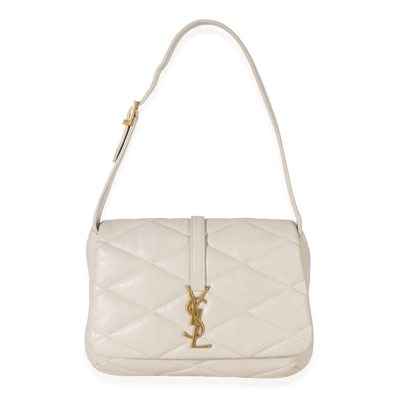 Saint Laurent Cream Diamond Quilted Lambskin Le 5 a 7 Shoulder Flap Bag Handbag id