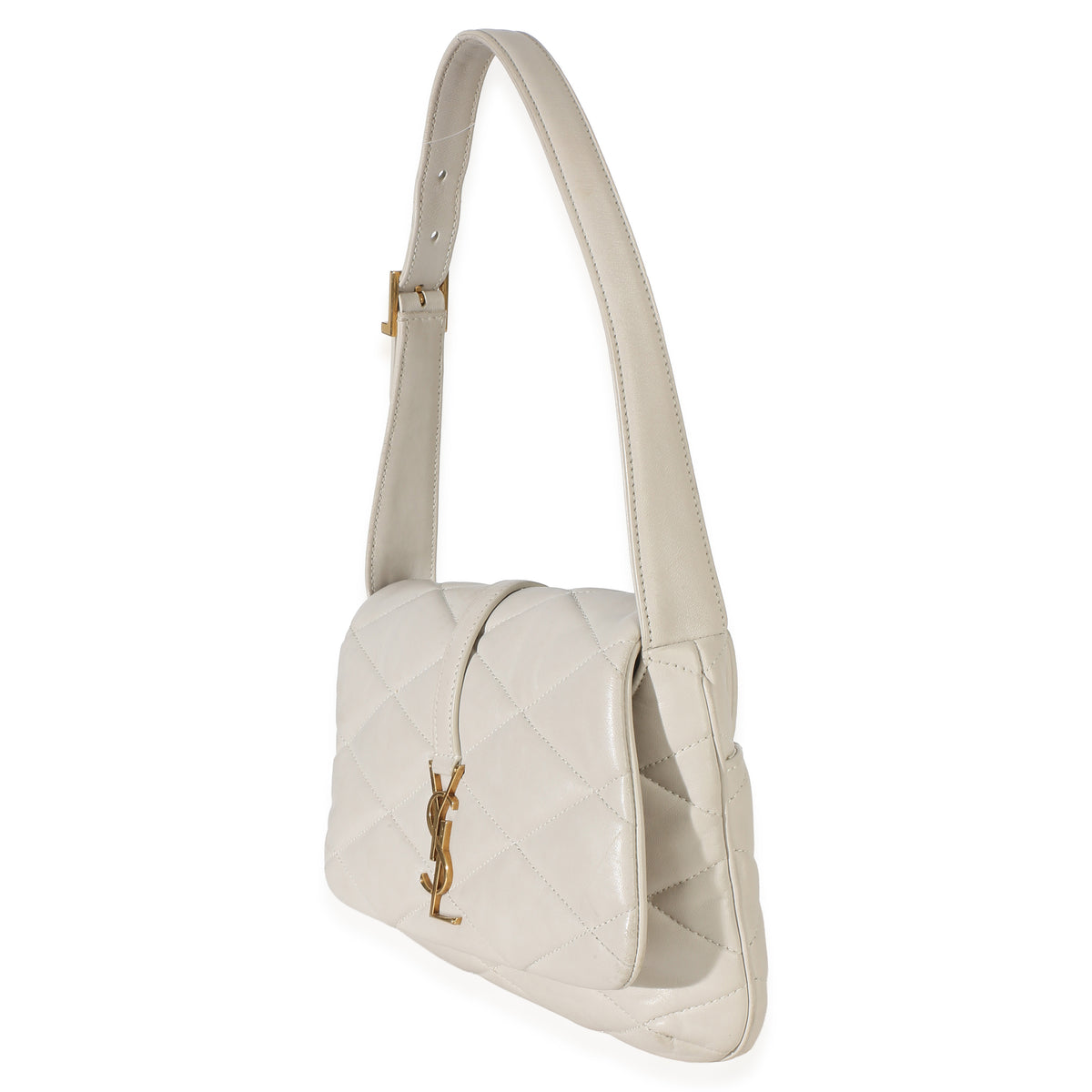 Saint Laurent Crema Soft Diamond Quilted Lambskin Le 5 a 7 Shoulder Flap Bag Handbag 2