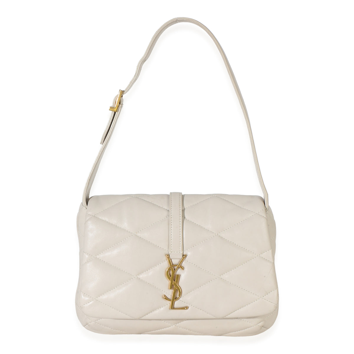 Saint Laurent Crema Soft Diamond Quilted Lambskin Le 5 a 7 Shoulder Flap Bag Handbag fv