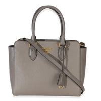 Prada Argilla Saffiano Soft Calfskin Small Top Handle Tote Handbag fv