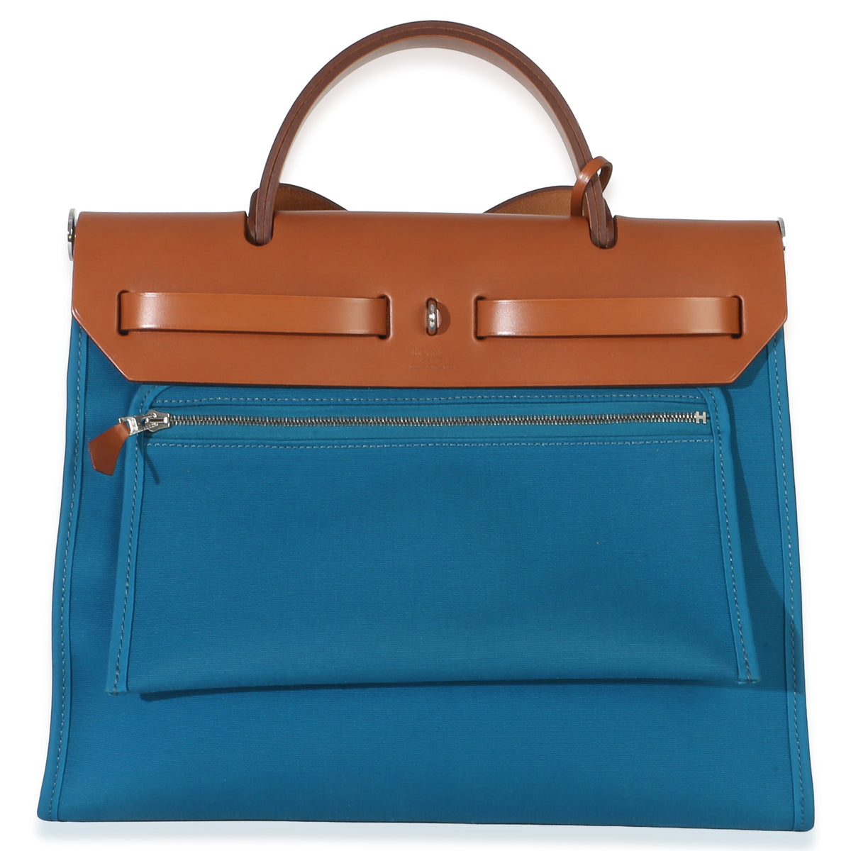 Hermès Bleu Izimir Toile Vache Hunter Herbag Zip 31 PHW Handbag 4