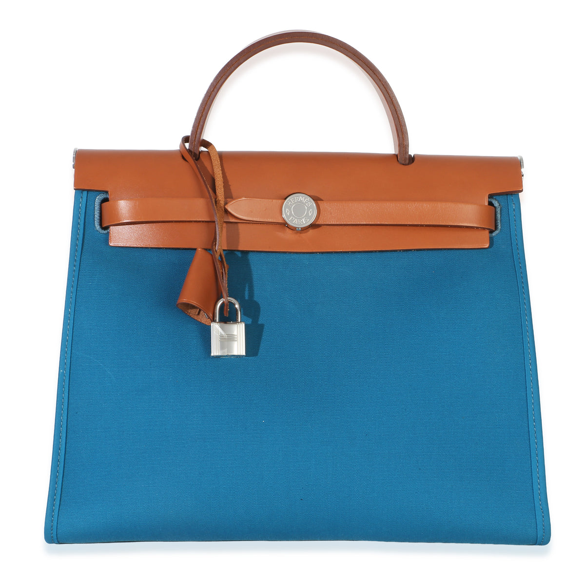 Hermès Bleu Izimir Toile Vache Hunter Herbag Zip 31 PHW Handbag fv