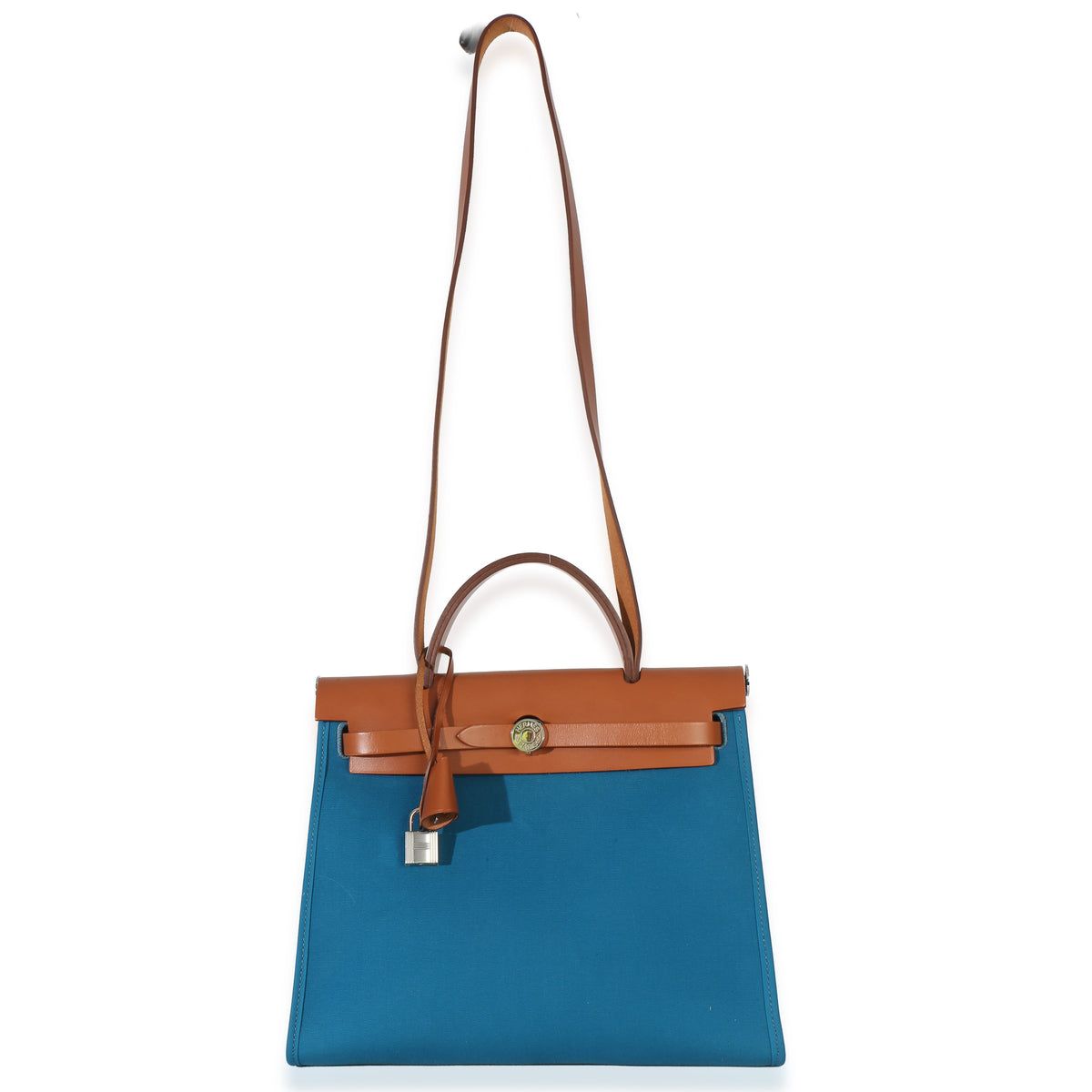 Hermès Bleu Izimir Toile Vache Hunter Herbag Zip 31 PHW Handbag 8