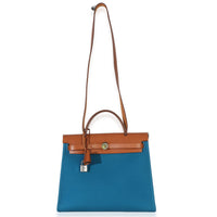 Hermès Bleu Izimir Toile Vache Hunter Herbag Zip 31 PHW Handbag 8