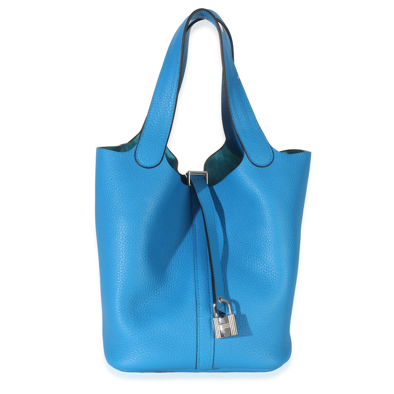 Hermès Bleu Hydra Clemence Picotin Lock 22 PHW Handbag id