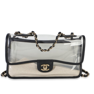 Chanel Black Lambskin PVC Sand By The Sea Medium Flap Bag Handbag id