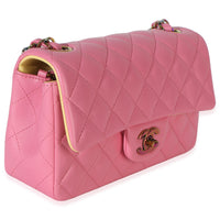 Chanel Pink Quilted Lambskin Rainbow Mini Rectangular Flap Bag Handbag 2