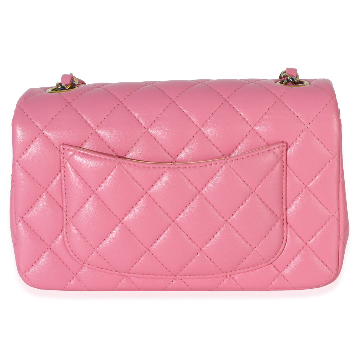 Chanel Pink Quilted Lambskin Rainbow Mini Rectangular Flap Bag Handbag 3