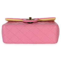 Chanel Pink Quilted Lambskin Rainbow Mini Rectangular Flap Bag Handbag 4