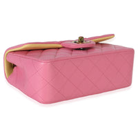 Chanel Pink Quilted Lambskin Rainbow Mini Rectangular Flap Bag Handbag 5