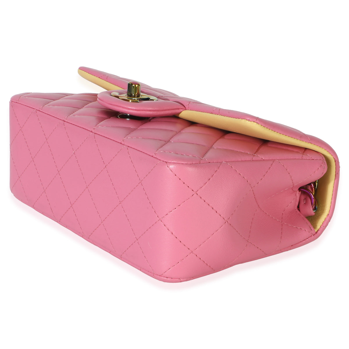 Chanel Pink Quilted Lambskin Rainbow Mini Rectangular Flap Bag Handbag 6