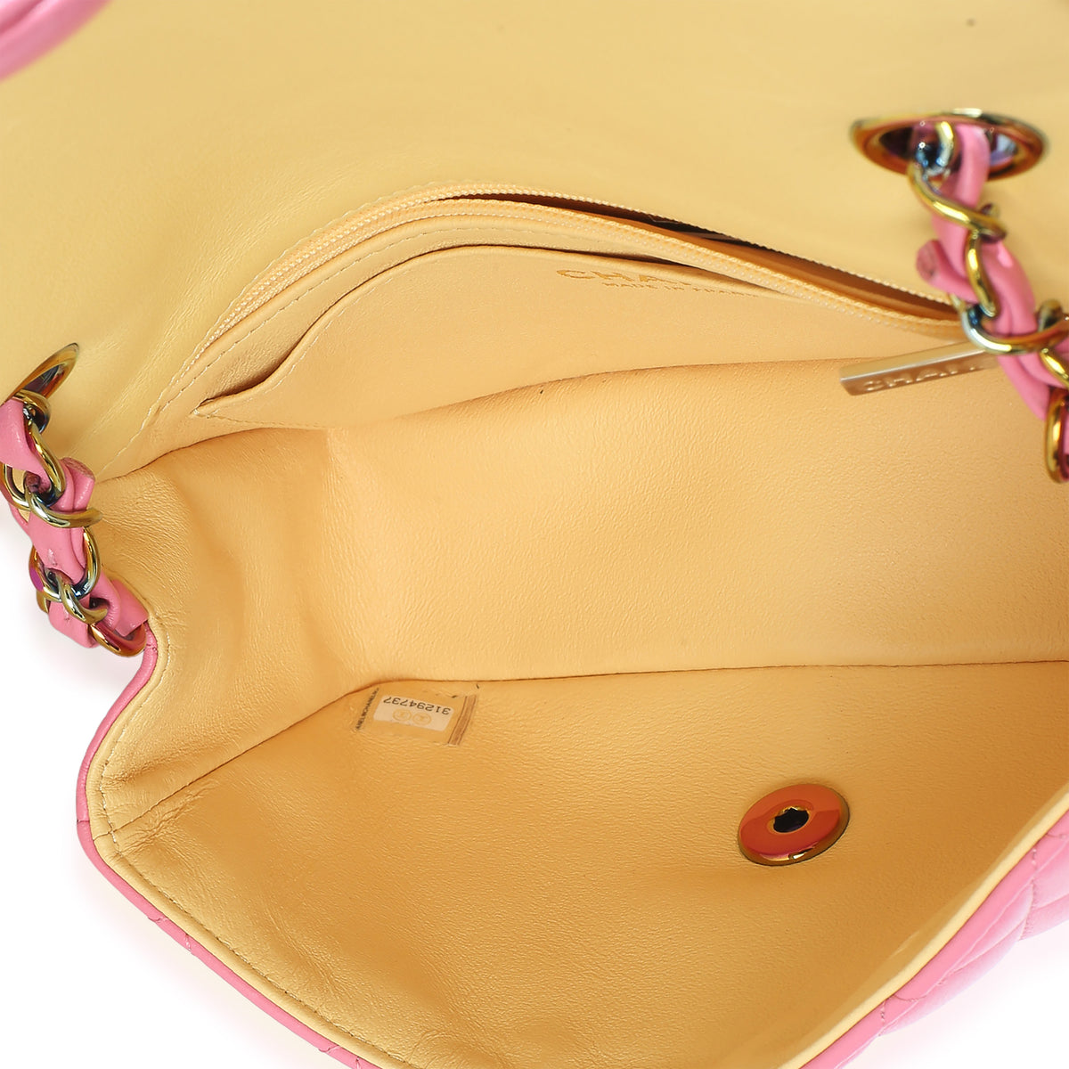 Chanel Pink Quilted Lambskin Rainbow Mini Rectangular Flap Bag Handbag 8