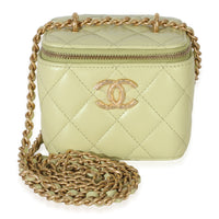 Chanel Light Green Quilted Lambskin Dynasty Mini Vanity Case With Chain Handbag id