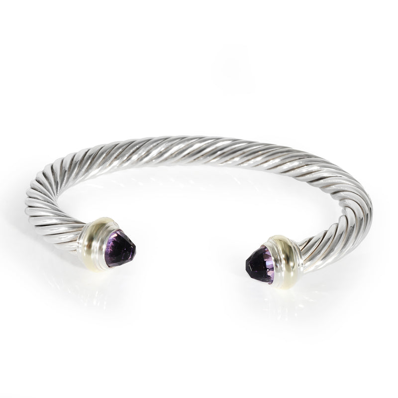 David Yurman Yellow Gold & Sterling Silver Amethyst Cable Classic Bracelet