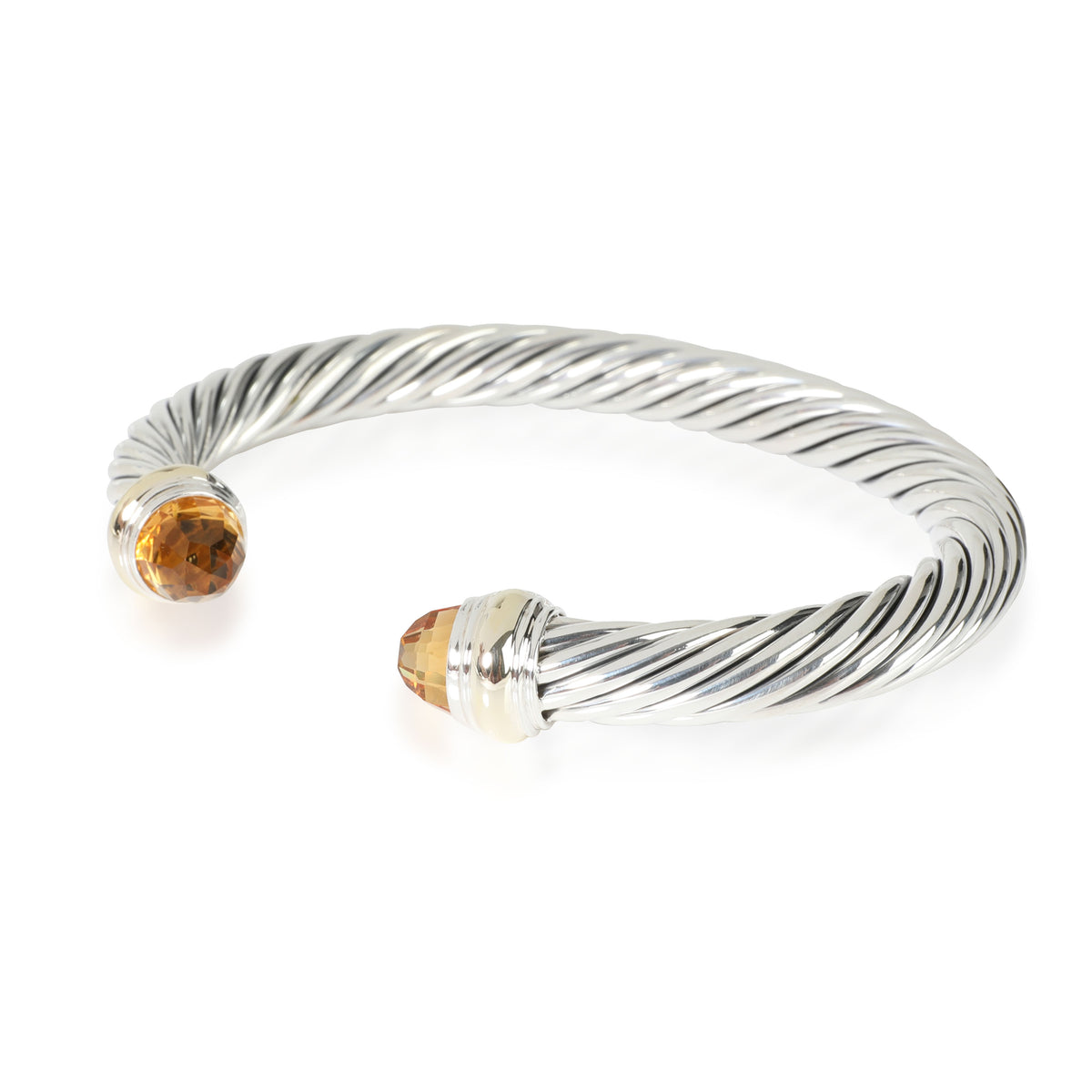 David Yurman Yellow Gold & Sterling Silver Citrine Cable Classic Bracelet