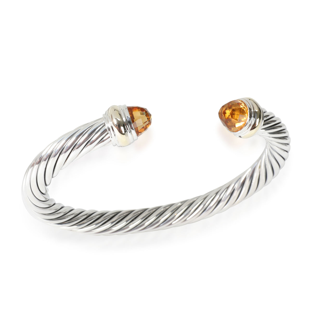 David Yurman Yellow Gold & Sterling Silver Citrine Cable Classic Bracelet