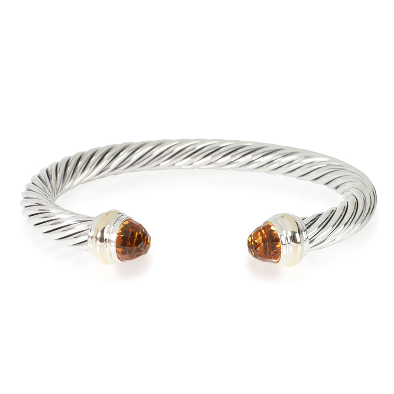 David Yurman Yellow Gold & Sterling Silver Citrine Cable Classic Bracelet