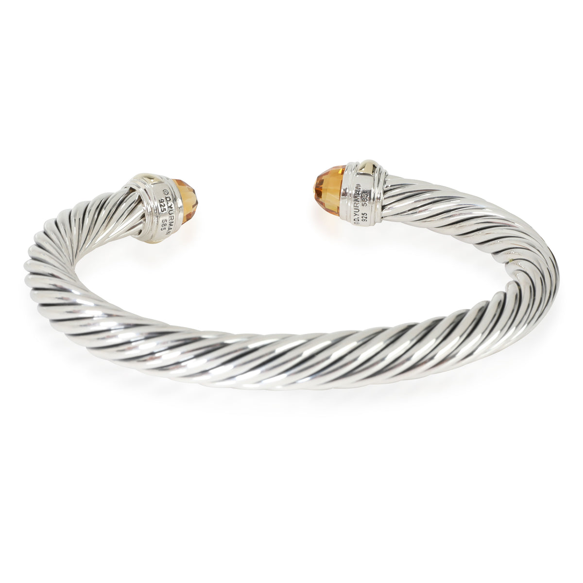 David Yurman Yellow Gold & Sterling Silver Citrine Cable Classic Bracelet