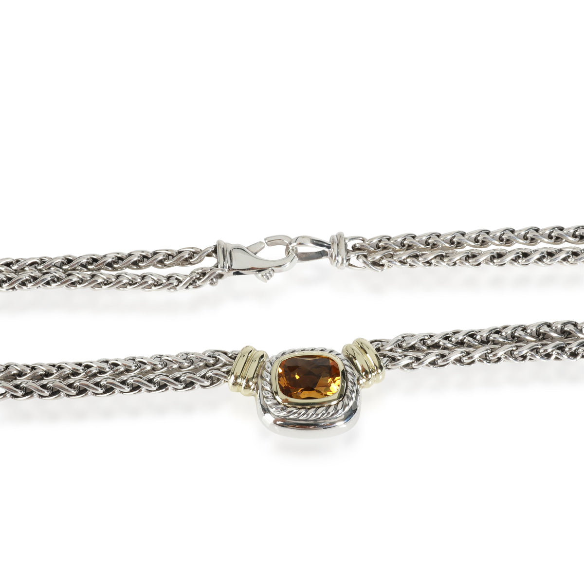 David Yurman Yellow Gold & Sterling Silver Citrine Double Chain Albion Necklace