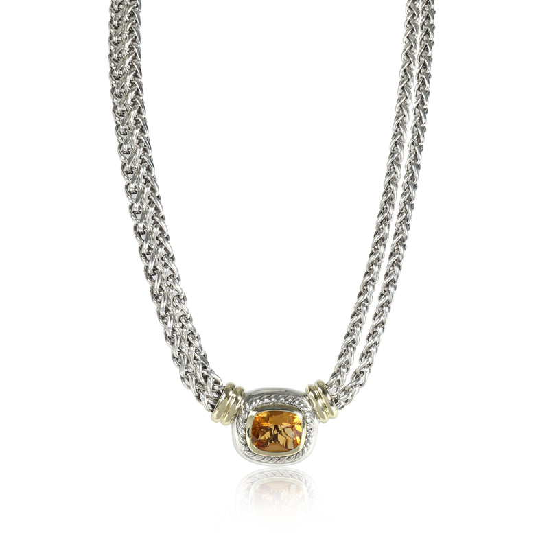 David Yurman Yellow Gold & Sterling Silver Citrine Double Chain Albion Necklace