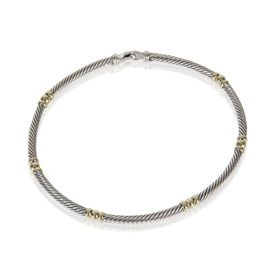 David Yurman Yellow Gold & Sterling Silver  Metro Necklace fv