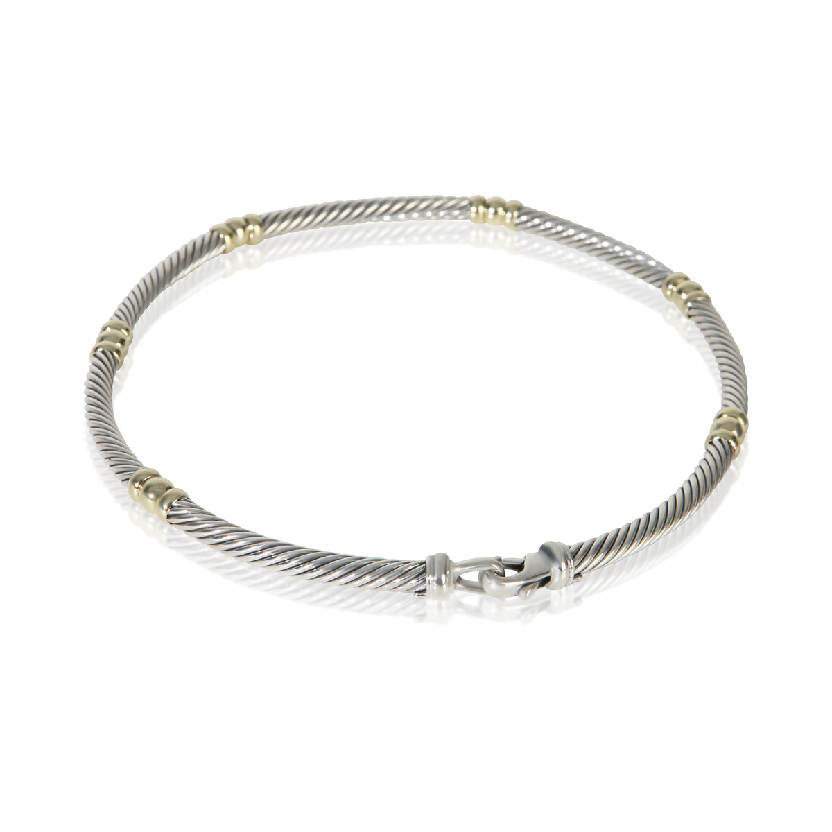 David Yurman Yellow Gold & Sterling Silver  Metro Necklace sv