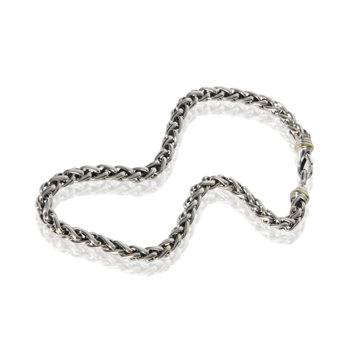 David Yurman Yellow Gold & Sterling Silver  Wheat Chain Necklace pv
