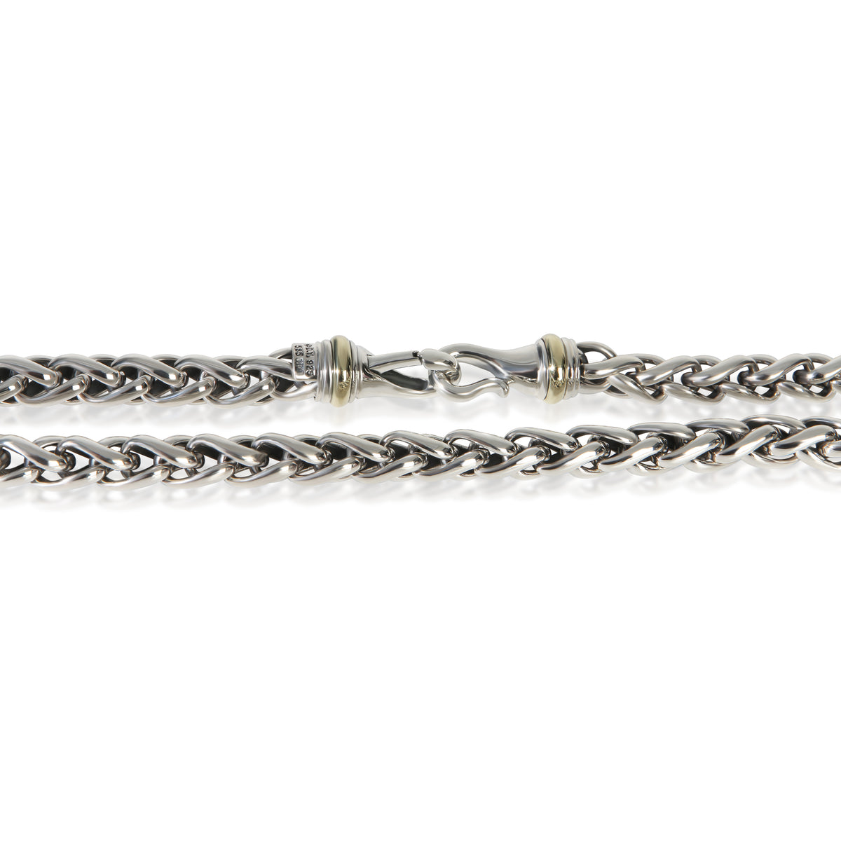 David Yurman Yellow Gold & Sterling Silver  Wheat Chain Necklace sv