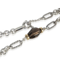 David Yurman Yellow Gold & Sterling Silver Smokey Quartz Figaro Station Necklace sv