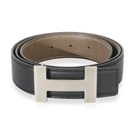Hermès Noir Etoupe Epsom Box 38mm Reversible Quizz Belt 95/38 PHW id